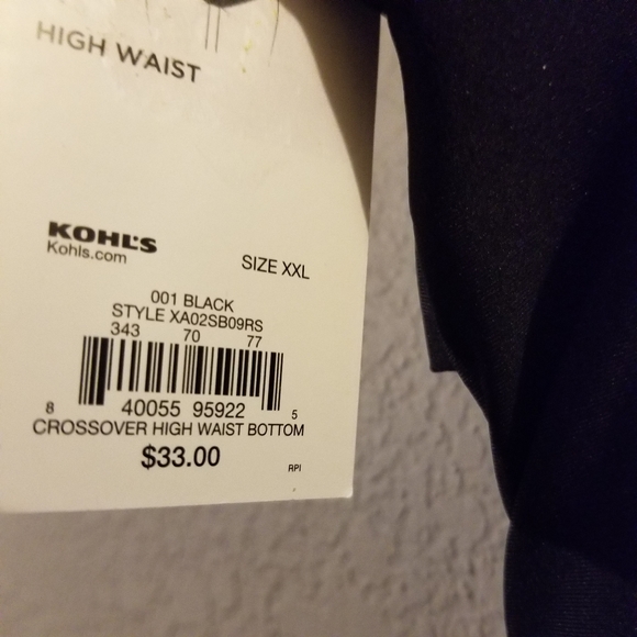 Apt 9 Women's New Black Crossover High Waist Swimsuit Bottoms Size XXL (20) - Picture 6 of 6